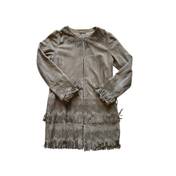 Vintage Genuine Suede Leather Women/Teen Jacket with Fringe Sz Small 40 Western - Picture 1 of 10